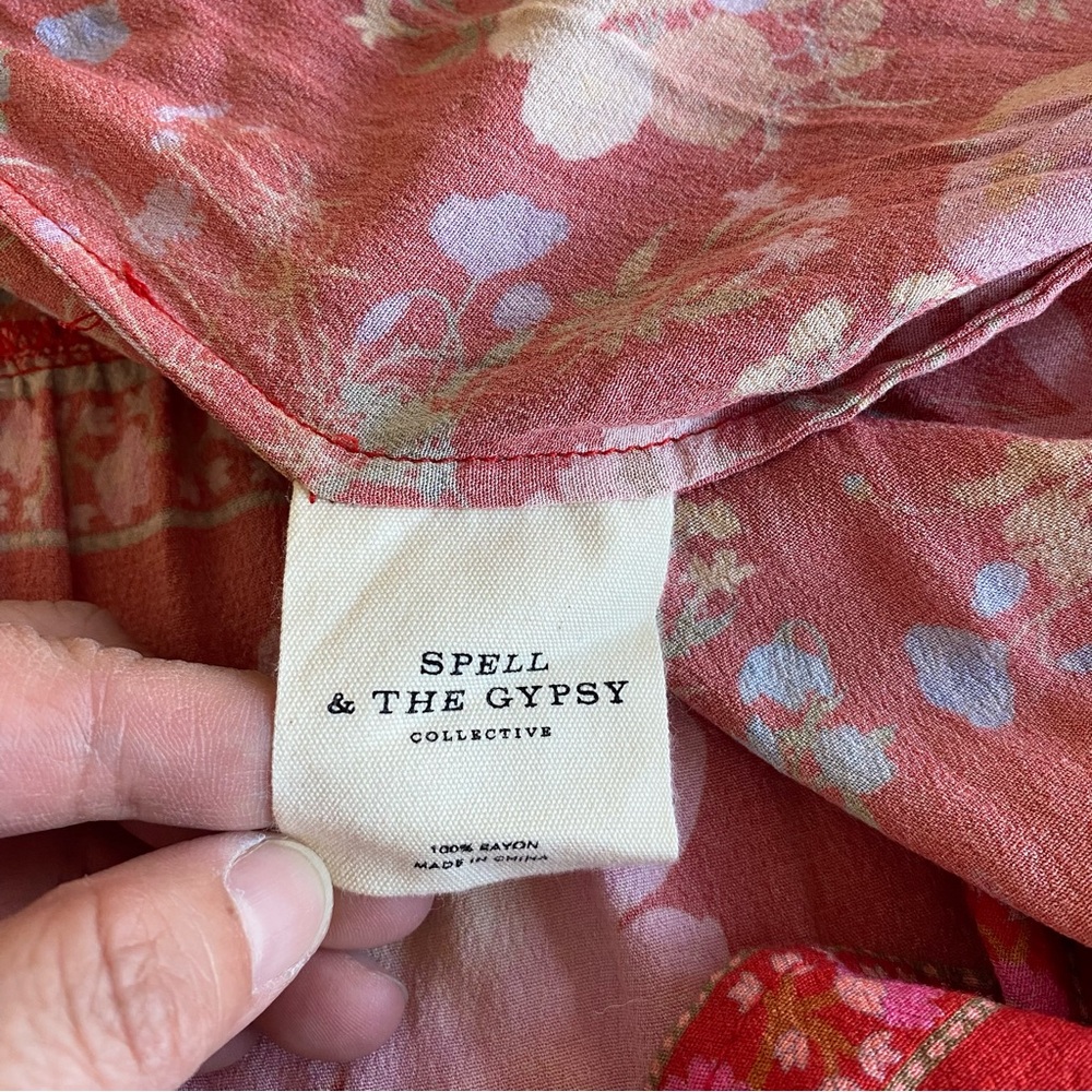 NWOT SPELL & THE GYPSY Free People Exclusive Wild Bloom Gown Crimson Cherry Red - Picture 9 of 12